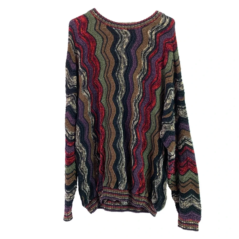 Vintage Tundra Canada Chenille Geometric Funky Sweater Mens 2X - Picture 1 of 6